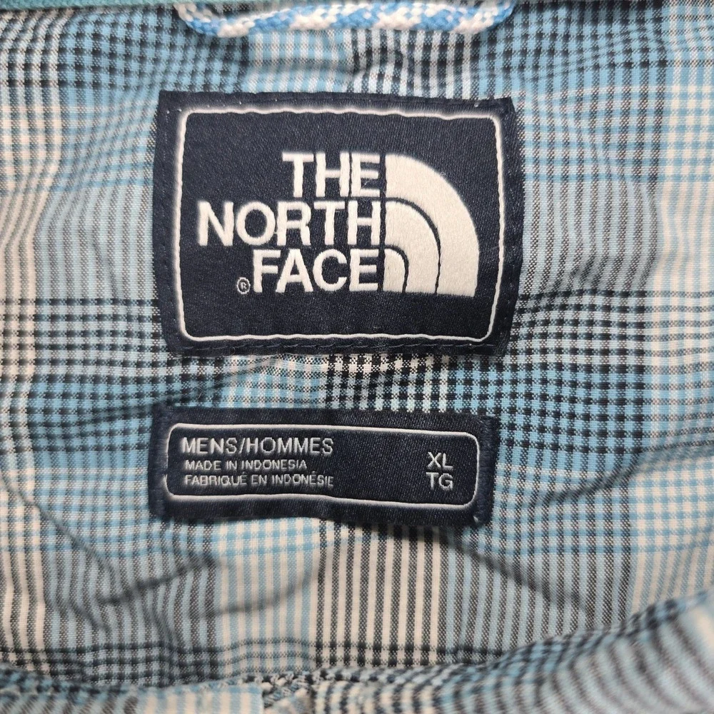 The North Face Plaid Button Down Shirt Mens XL Blue Gray Short Sleeve Outdoor